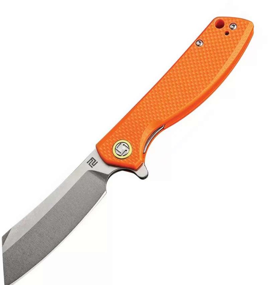 Pocket Knives * | Atz1815Psoef Artisan Tomahawk Linerlock Pocket Knife D2 Orange