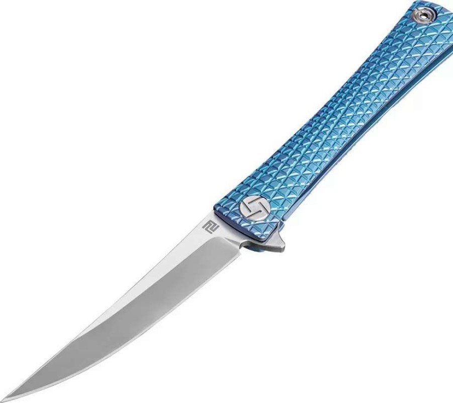 Pocket Knives * | Atz1805Gbus Artisan Waistline Framelock Pocket Knife Blue S35Vn