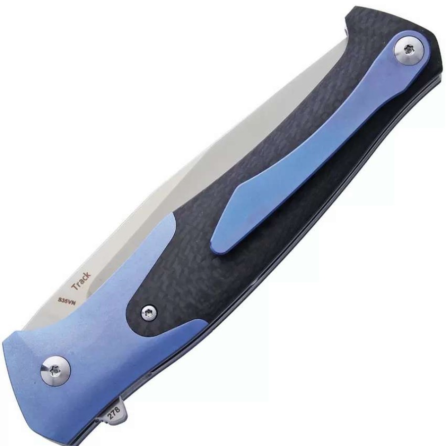 Pocket Knives * | Amr201809 Amare Track Linerlock Pocket Knife Blue