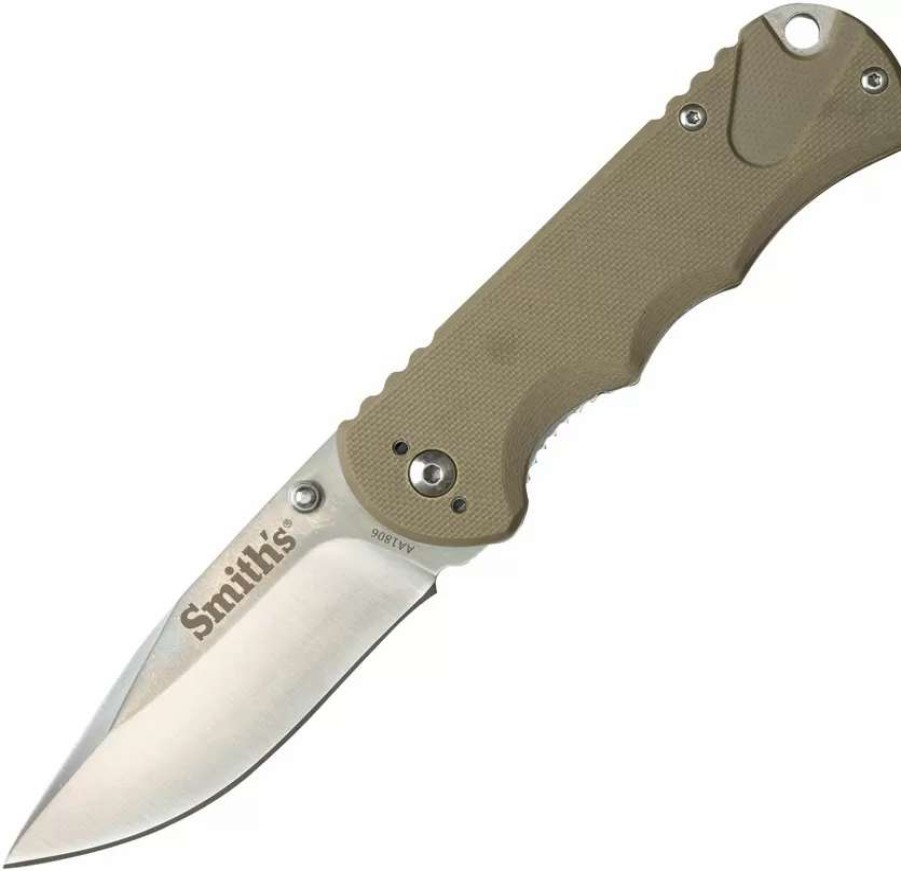 Pocket Knives * | Ac50989 Smith'S X-Trainer Linerlock Pocket Knife Tan