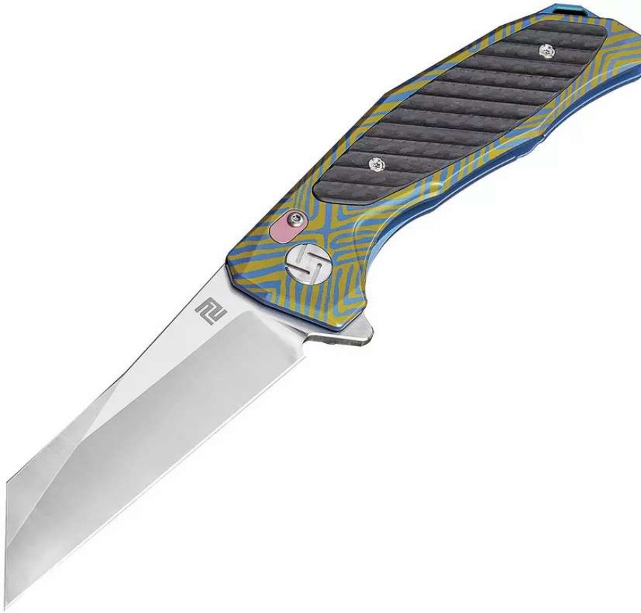 Pocket Knives * | Atz1809Gbu03 Artisan Megahawk Framelock Pocket Knife Blue/Gold