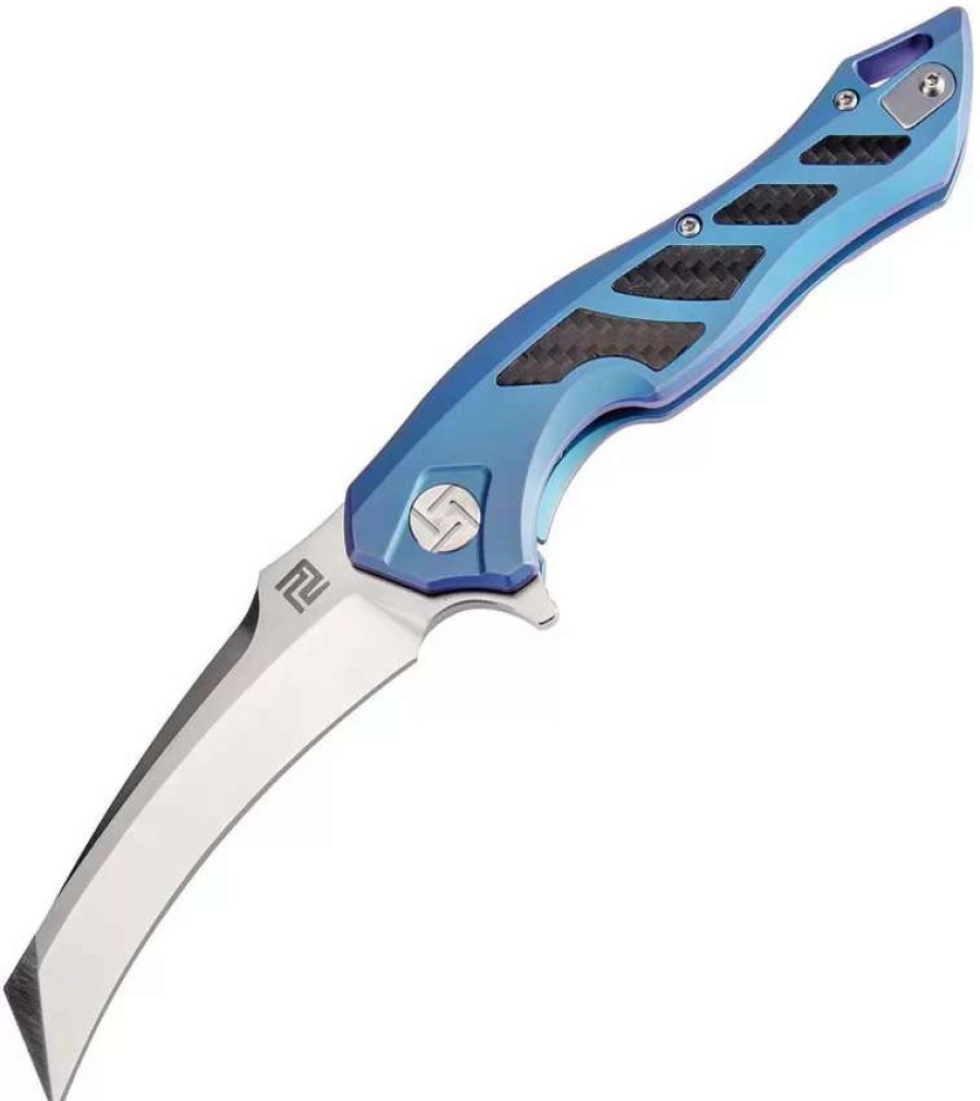 Pocket Knives * | Atz1816Gbum Artisan Eagle Framelock Pocket Knife Blue M390