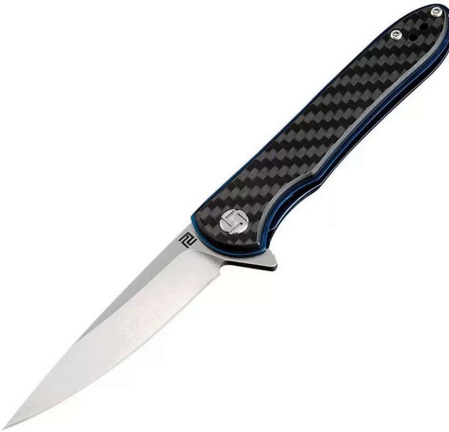 Pocket Knives * | Atz1707Pscf Artisan Shark Linerlock Pocket Knife Carbon Fiber D2