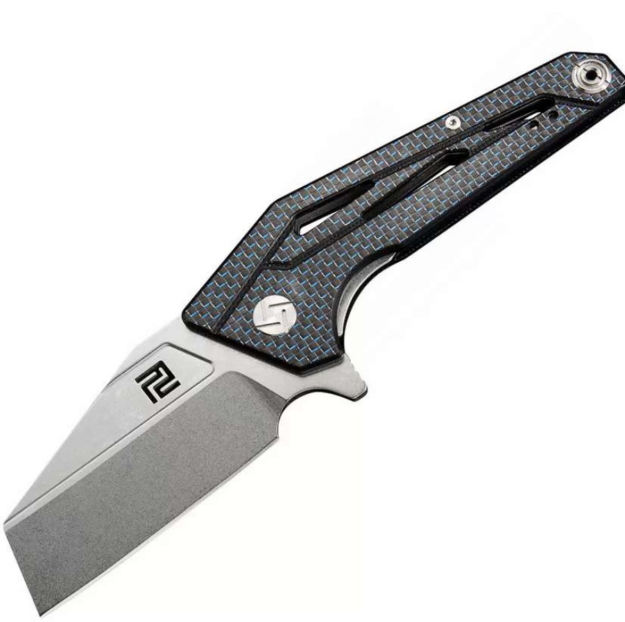 Pocket Knives * | Atz1819Pcfb Artisan Ravine Linerlock Pocket Knife D2 Blue Carbon Fiber