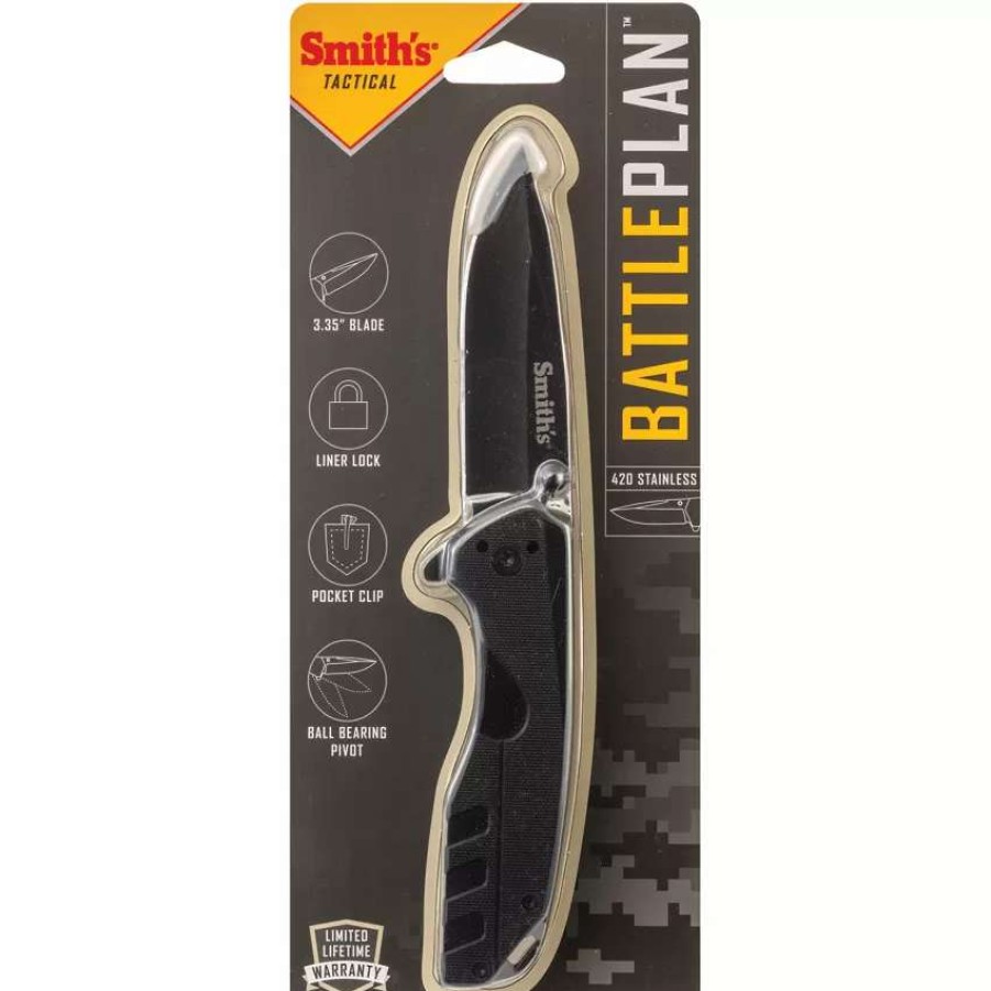 Pocket Knives * | Ac50994 Smith'S Battle Plan Linerlock Pocket Knife Black