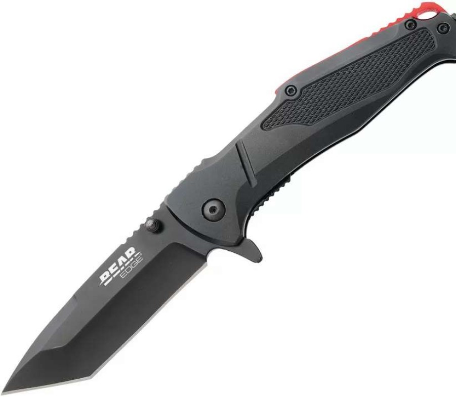 Pocket Knives * | Bc61121 Bear Edge Linerlock Pocket Knife A/O Black/Red