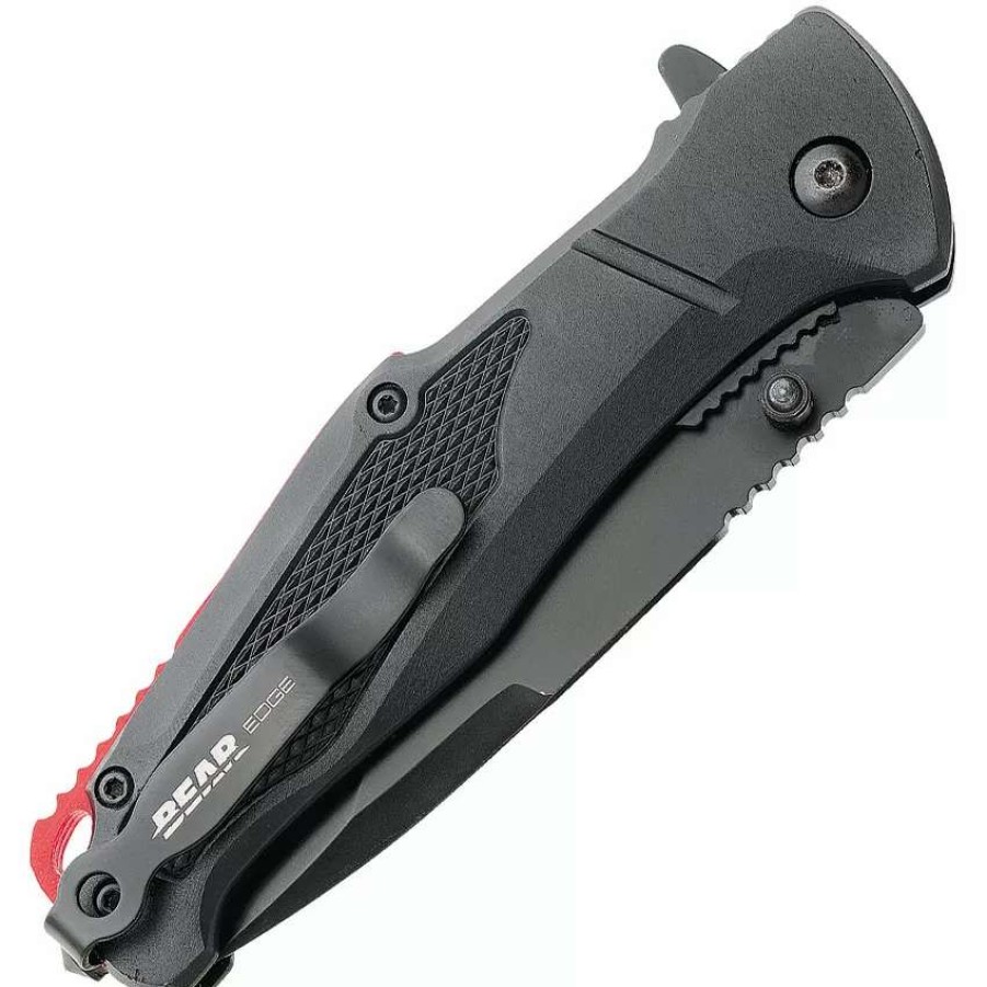 Pocket Knives * | Bc61121 Bear Edge Linerlock Pocket Knife A/O Black/Red