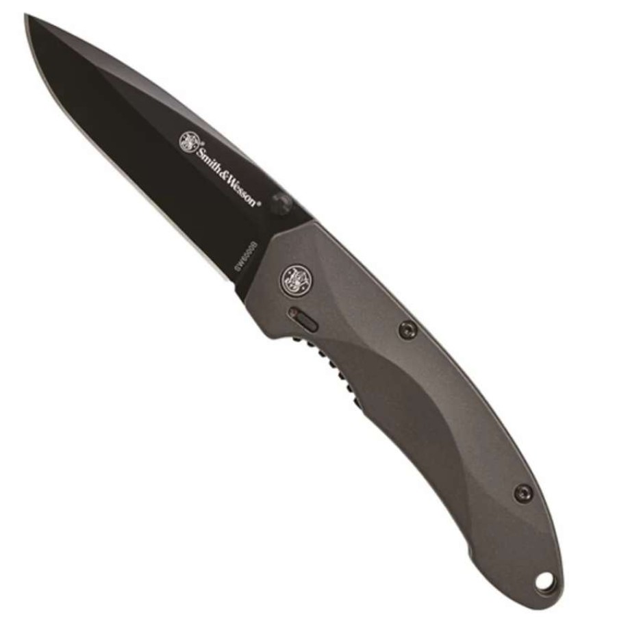 Spring Assisted * | Smith & Wesson 6000B Assist Knife, Black Clip Point Blade