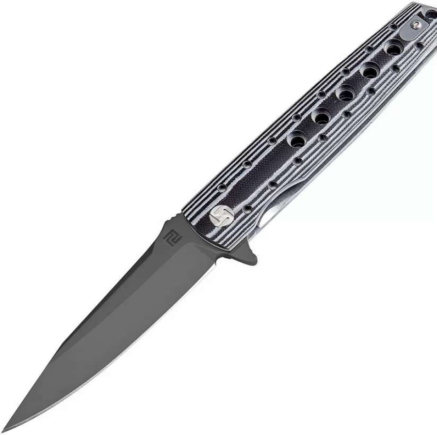 Pocket Knives * | Atz1807Pbbw Artisan Virginia Linerlock Pocket Knife D2 Black/White