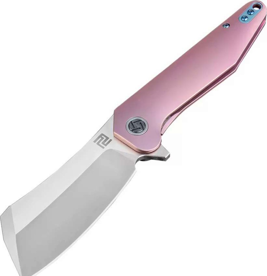 Pocket Knives * | Atz1803Grem Artisan Osprey Framelock Pocket Knife Pink M390