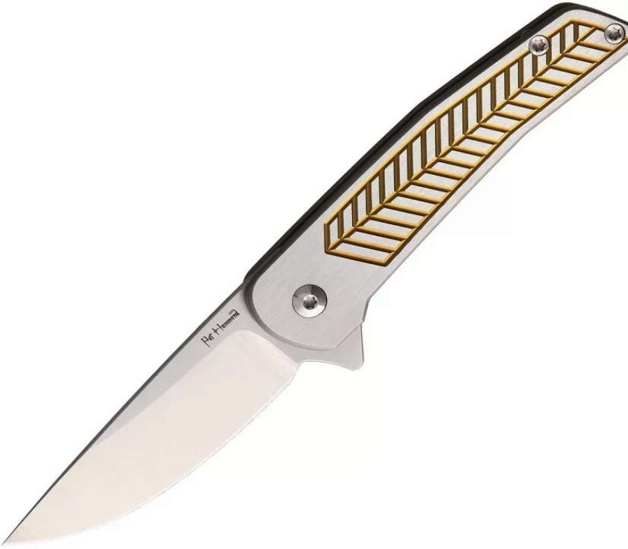 Pocket Knives * | Als1Go Alliance Designs Scout Framelock Pocket Knife Gold