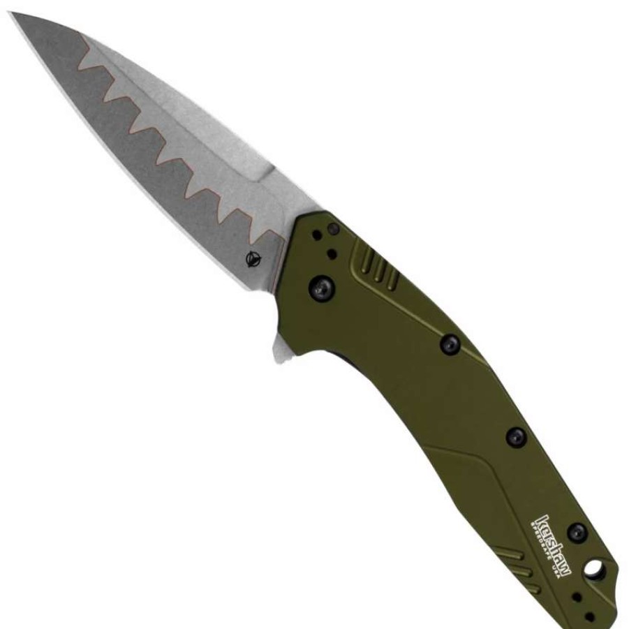 Spring Assisted * | Kershaw Olive Dividend Spring Assist Knife, Composite Blade