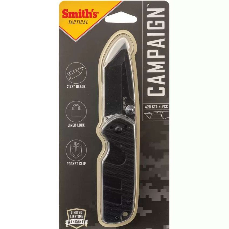 Pocket Knives * | Ac50985 Smith'S Campaign Linerlock Pocket Knife Black