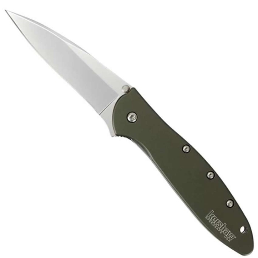 Spring Assisted * | Kershaw Olive Drab Leek Spring Assist Knife, Plain Blade, 1660Ol