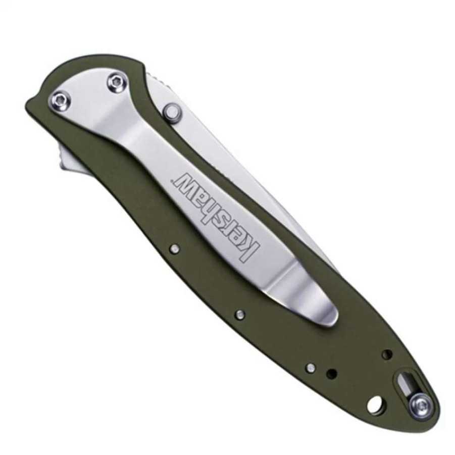 Spring Assisted * | Kershaw Olive Drab Leek Spring Assist Knife, Plain Blade, 1660Ol