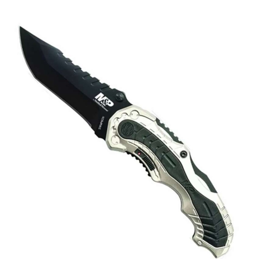 Spring Assisted * | Smith & Wesson Champagne Magic Swmp6Cn Spring Assist Knife, Black Plain Blade