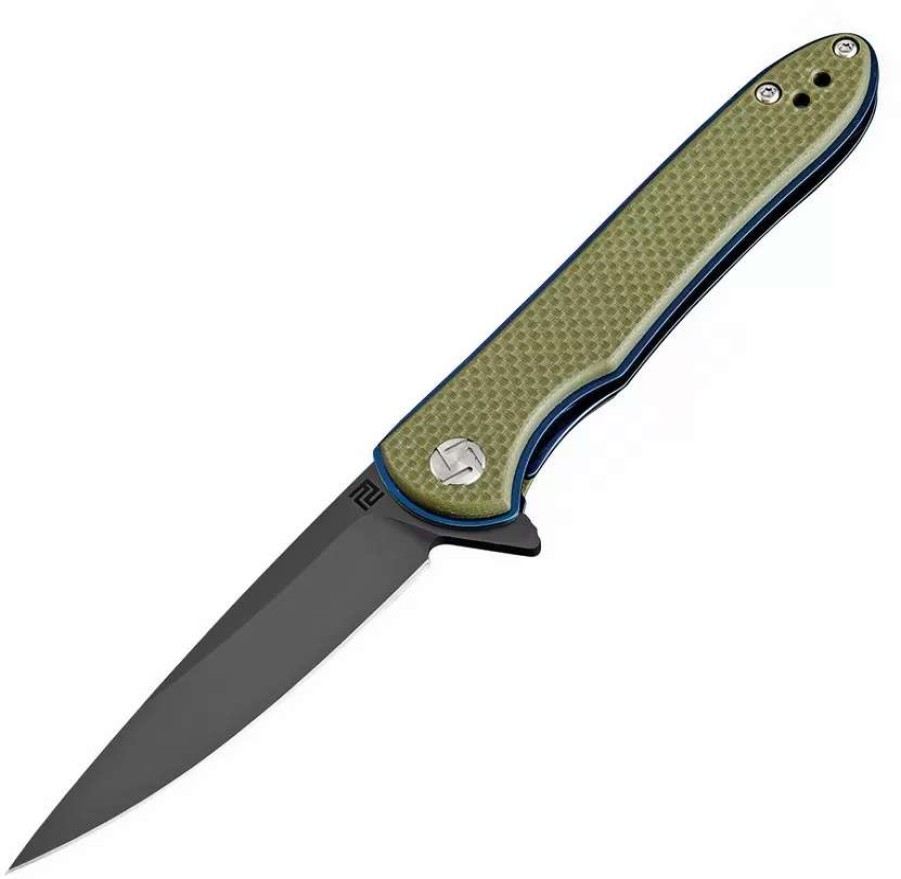 Pocket Knives * | Atz1707Pbgn Artisan Shark Linerlock Pocket Knife D2 Green