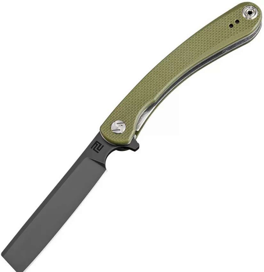 Pocket Knives * | Atz1817Psbgnf Artisan Small Orthodox Linerlock Pocket Knife D2 Green