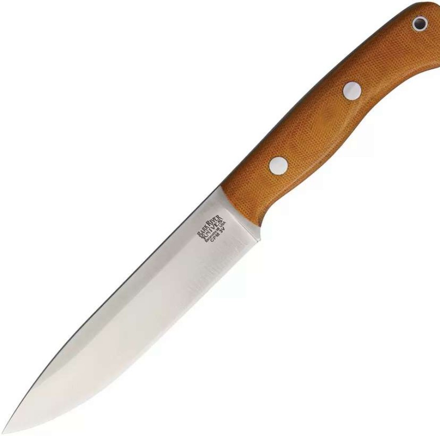 Hunting Knives * | Ba06225Mnc Bark River Aurora Ii Knife 3V Natural Canvas Micarta