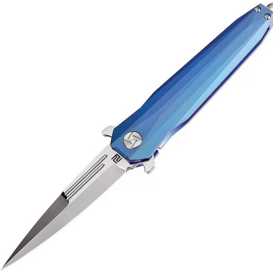 Pocket Knives * | Atz1810Gbus Artisan Hornet Framelock Pocket Knife Blue S35Vn