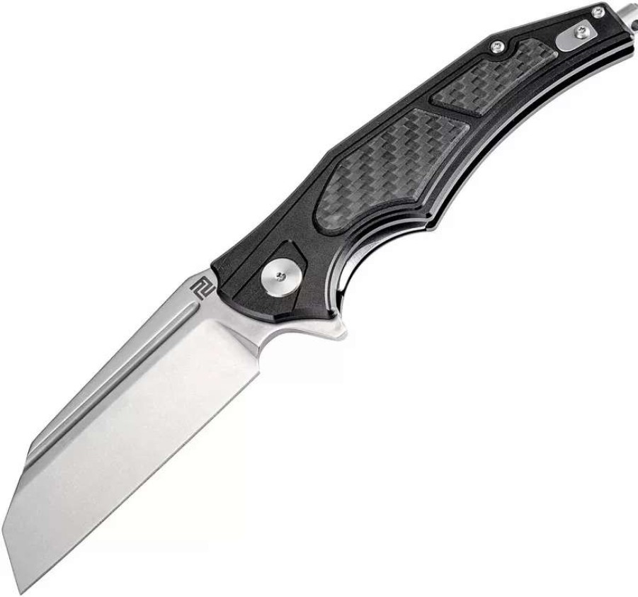 Pocket Knives * | Atz1813Pbcf Artisan Apache Linerlock Pocket Knife Black Carbon Fiber D2