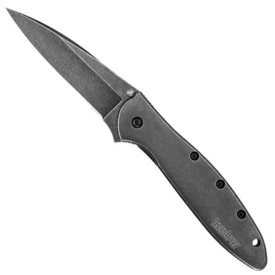 Spring Assisted * | Kershaw Blackwash Leek Spring Assist Knife,1660Blkw