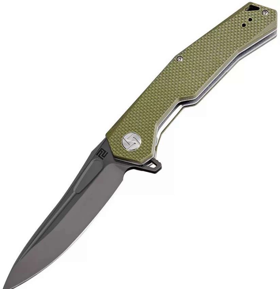 Pocket Knives * | Atz1808Pbgnf Artisan Zumwalt Linerlock Pocket Knife D2 Green