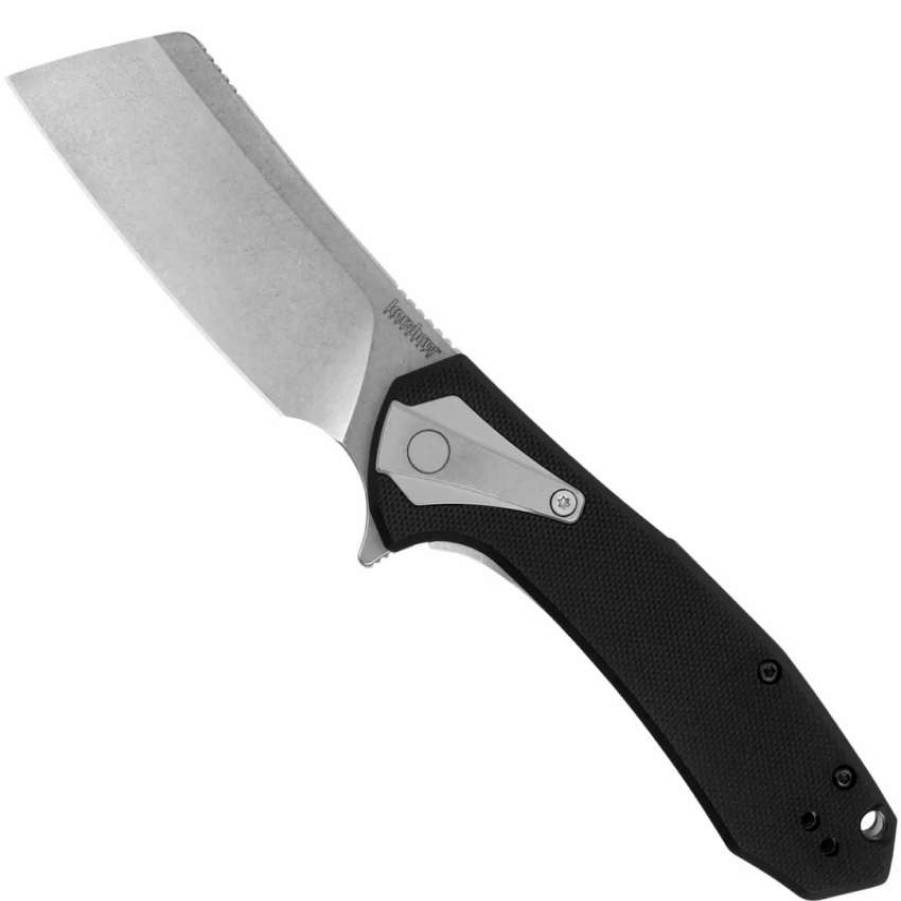 Spring Assisted * | Kershaw Bracket Assist Flipper Knife, Stonewash Cleaver Blade