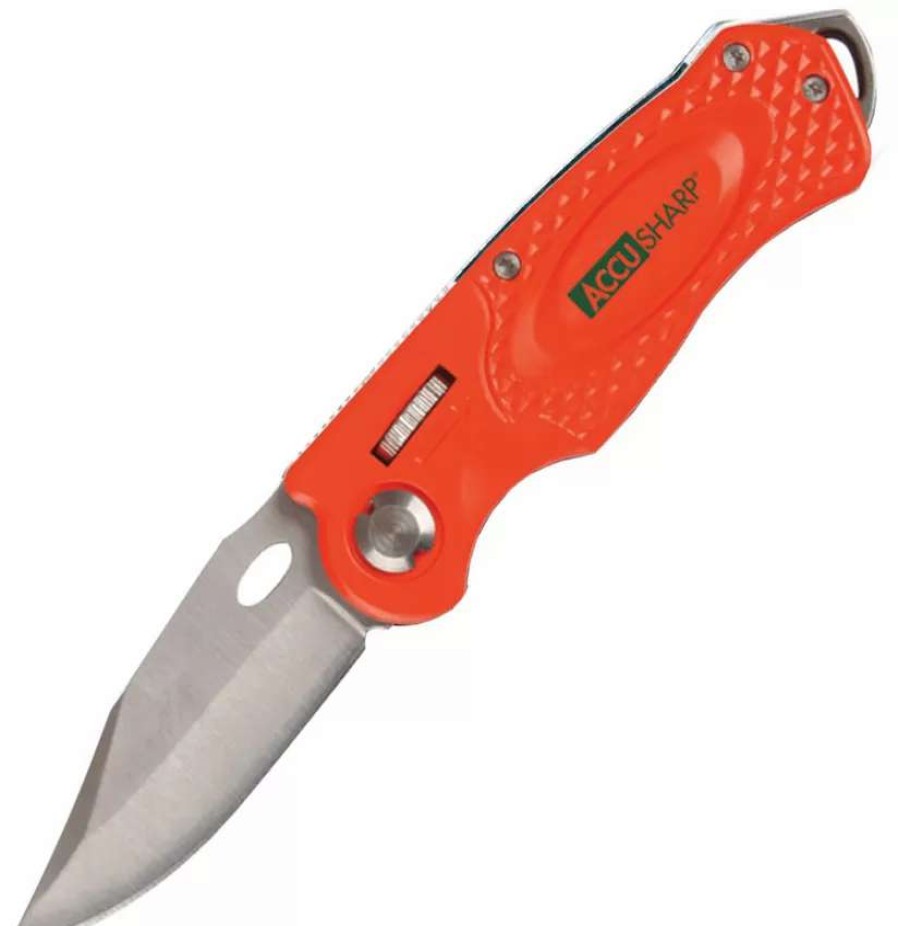 Pocket Knives * | As709C Accusharp Wheel Lock Pocket Knife Orange