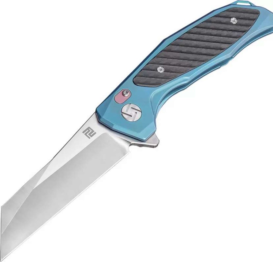 Pocket Knives * | Atz1809Gbum Artisan Falcon Framelock Pocket Knife Blue M390