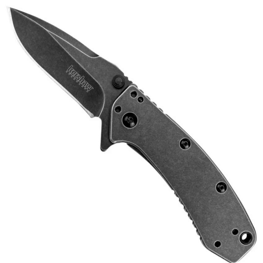 Spring Assisted * | Kershaw Blackwash Cryo Spring Assist Knife, Drop Blade, 1555Bw