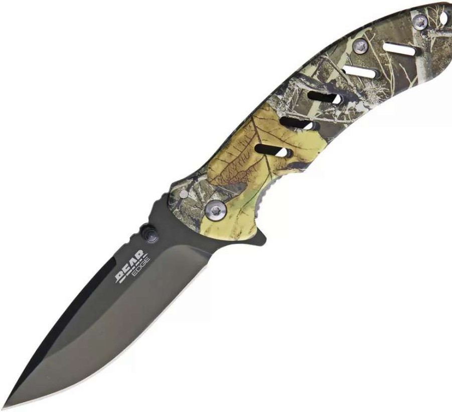 Pocket Knives * | Bc61507 Bear & Son Bear Edge Brisk Framelock Pocket Knife Camo