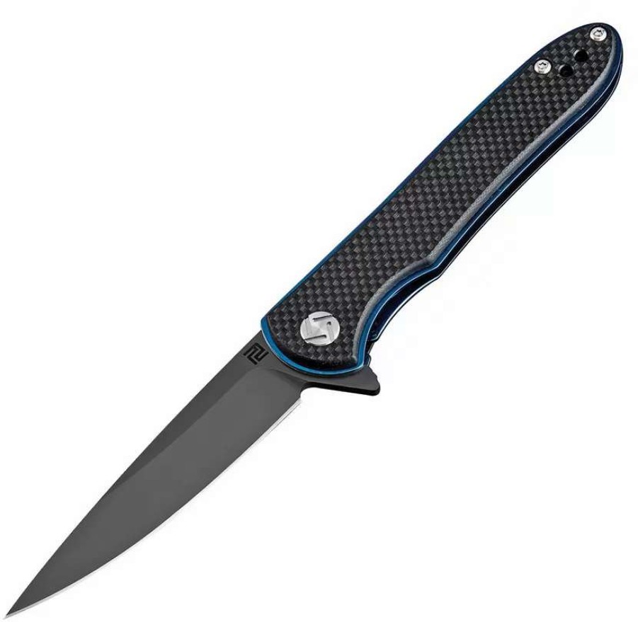 Pocket Knives * | Atz1707Pbbk Artisan Shark Linerlock Pocket Knife Black D2