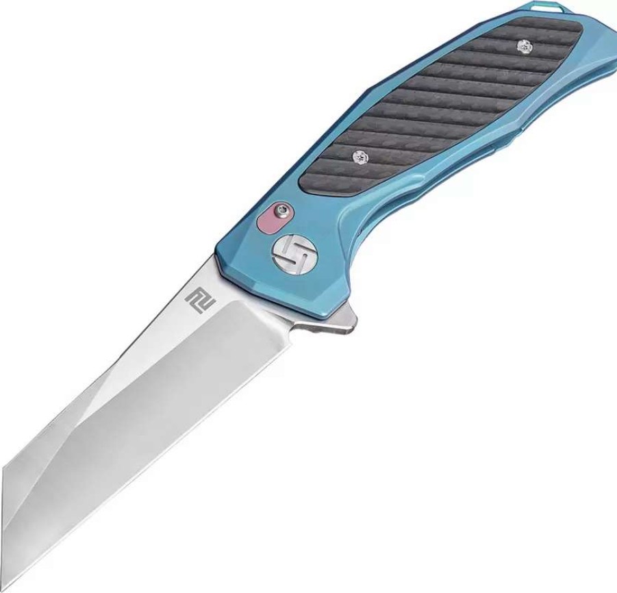 Pocket Knives * | Atz1809Gbus Artisan Falcon Framelock Pocket Knife Blue S35Vn