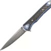 Pocket Knives * | Atz1707Gdbu Artisan Shark Framelock Pocket Knife Blue Damascus