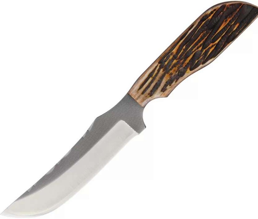 Hunting Knives * | Az709Ajb Anza Fixed Blade Knife Amber Bone