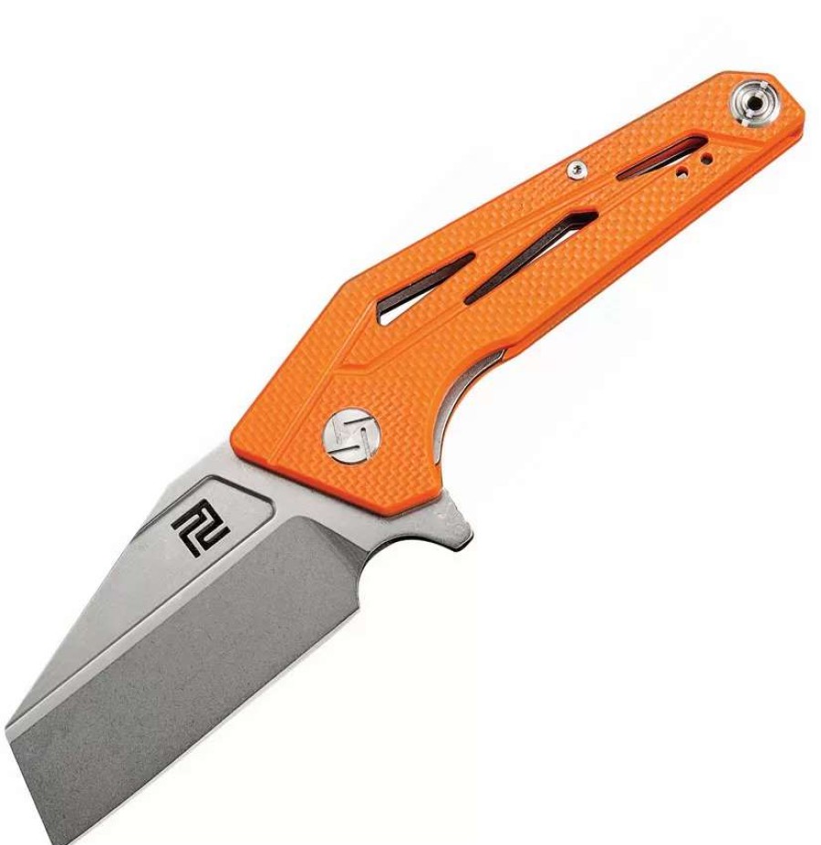 Pocket Knives * | Atz1819Poe Artisan Ravine Linerlock Pocket Knife D2 Orange G10