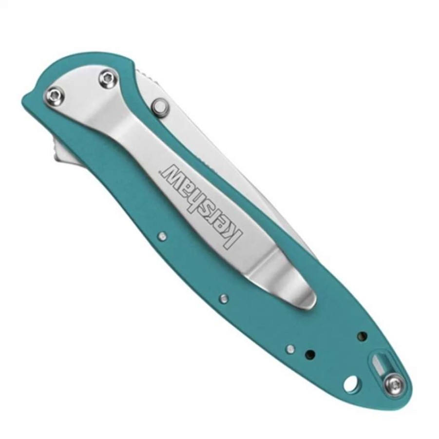 Spring Assisted * | Kershaw Teal Leek Spring Assist Knife, Plain Blade, 1660Teal