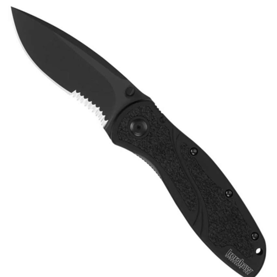 Spring Assisted * | Kershaw Blur Spring Assist Knife, Black Combo Edge Blade, Ks1670Blkst