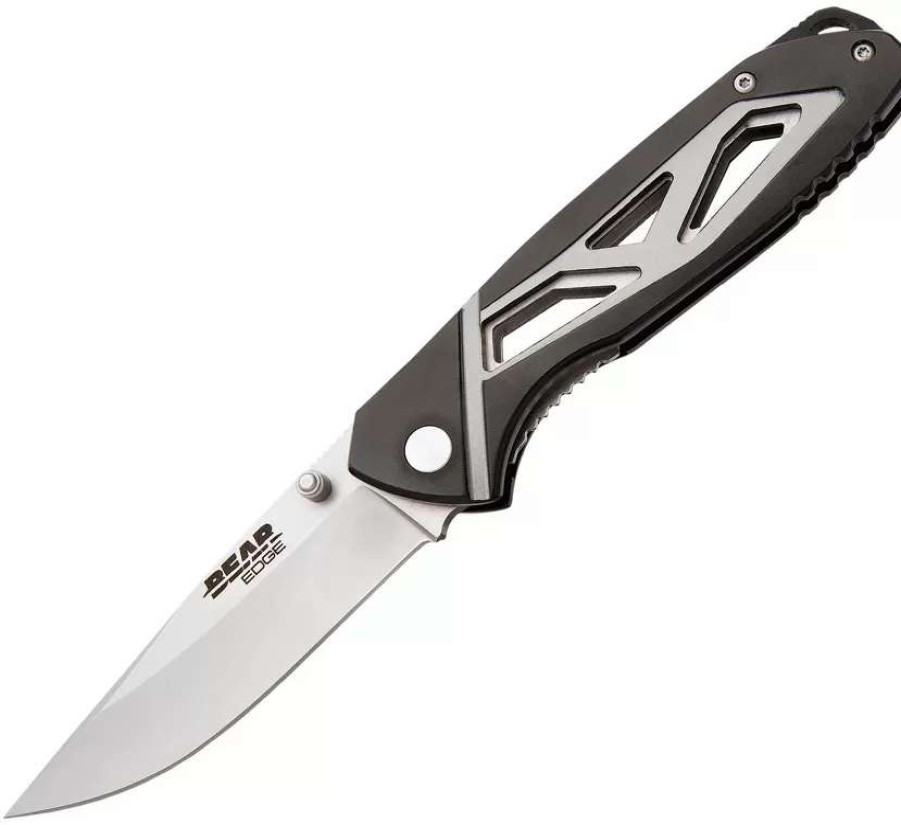 Pocket Knives * | Bc61107 Bear & Son Bear Edge Linerlock Pocket Knife Black & Gray