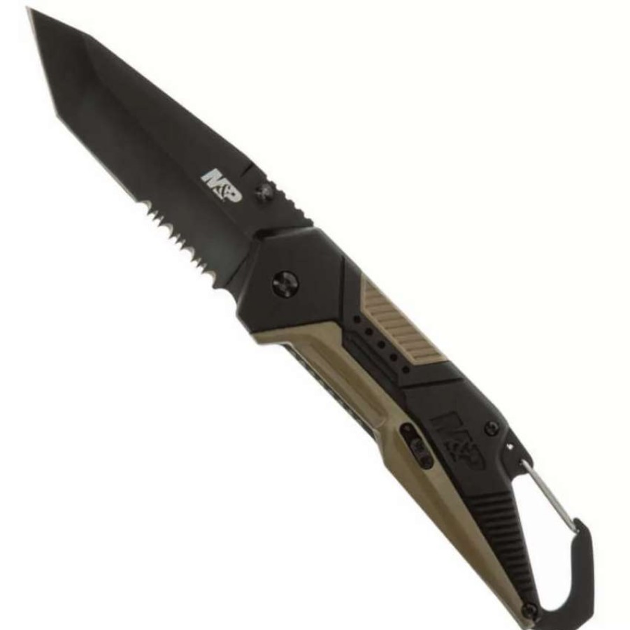 Spring Assisted * | Smith & Wesson Repo Assist Knife, Black Tanto Combo Blade