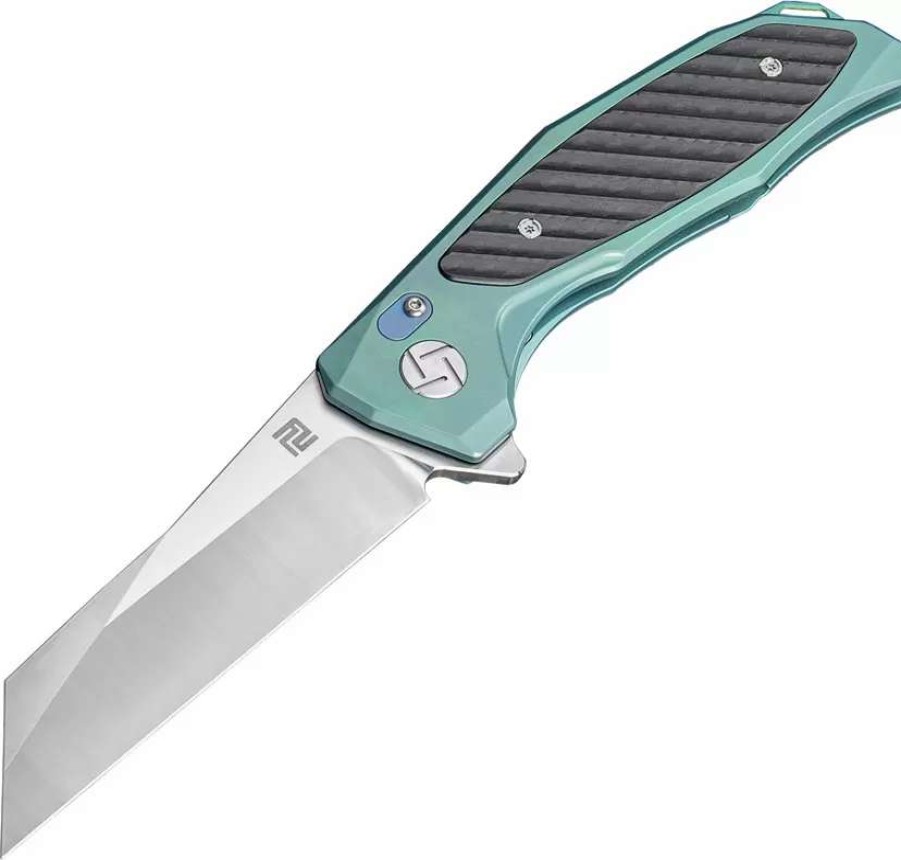 Pocket Knives * | Atz1809Ggns Artisan Falcon Framelock Pocket Knife Green S35Vn