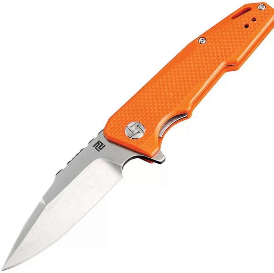 Pocket Knives * | Atz1706Psoef Artisan Predator Linerlock Pocket Knife Orange D2