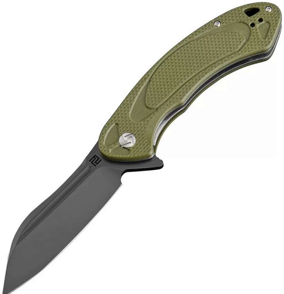 Pocket Knives * | Atz1818Pbgnf Artisan Eterno Linerlock Pocket Knife D2 Green