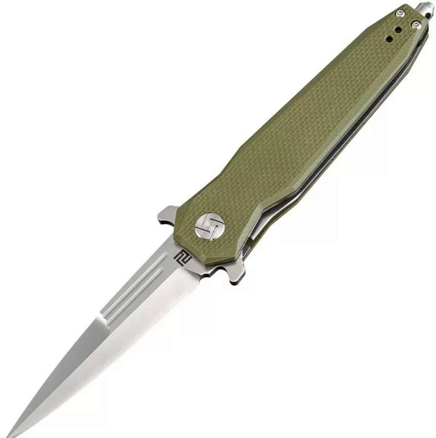 Pocket Knives * | Atz1810Pgnf Artisan Hornet Linerlock Pocket Knife Green D2