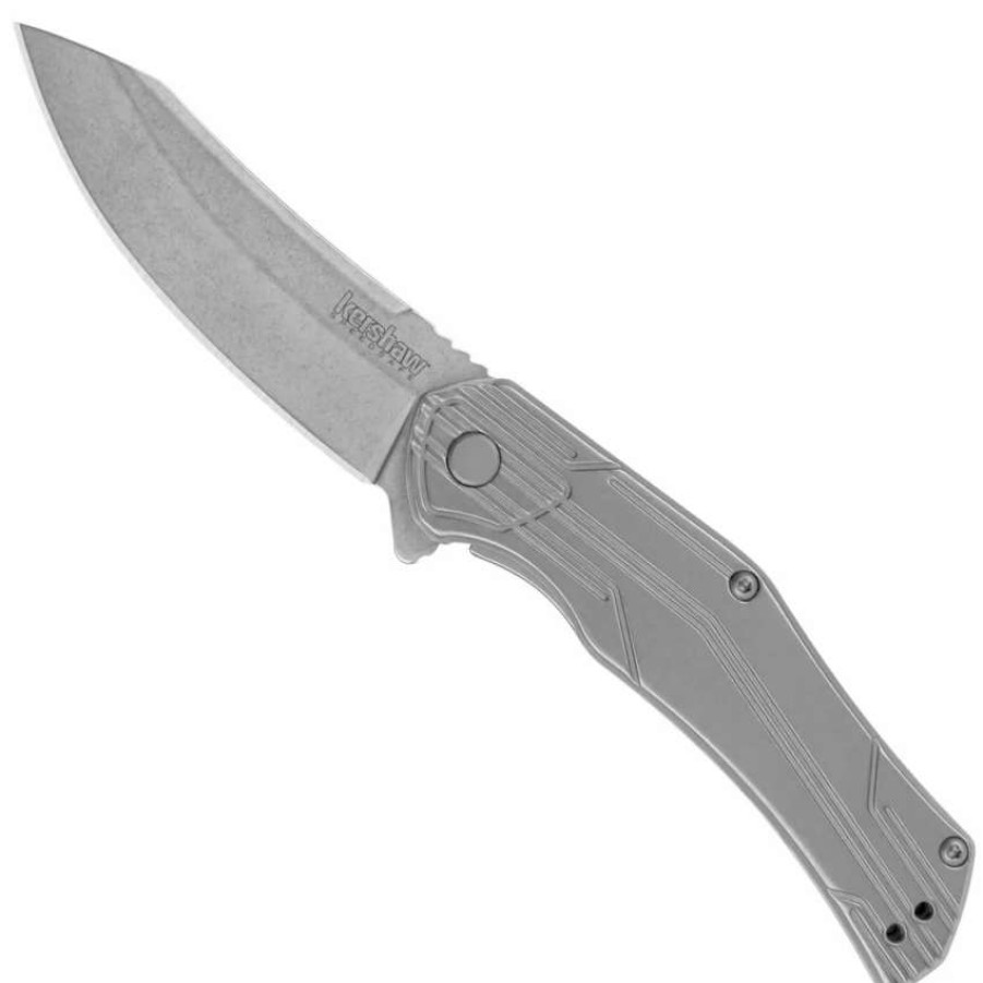 Spring Assisted * | Kershaw Husker Steel Spring Assist Knife, Stonewash Blade