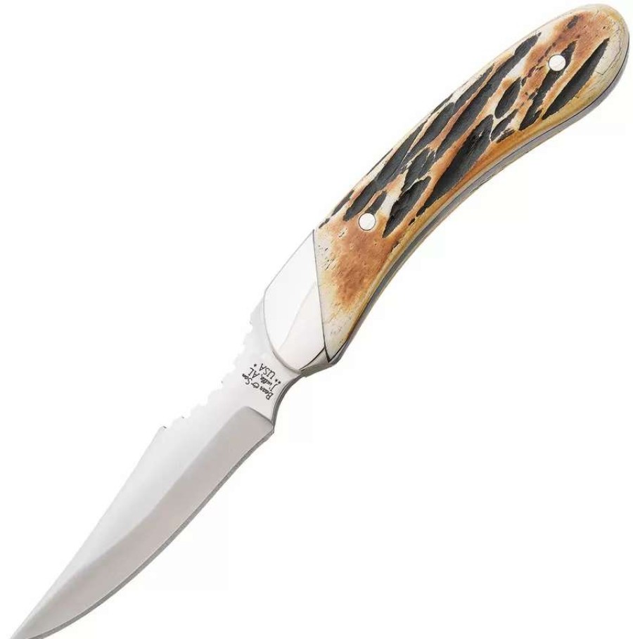 Hunting Knives * | Bc5009 Bear & Son Caper Knife Genuine India Stag Bone