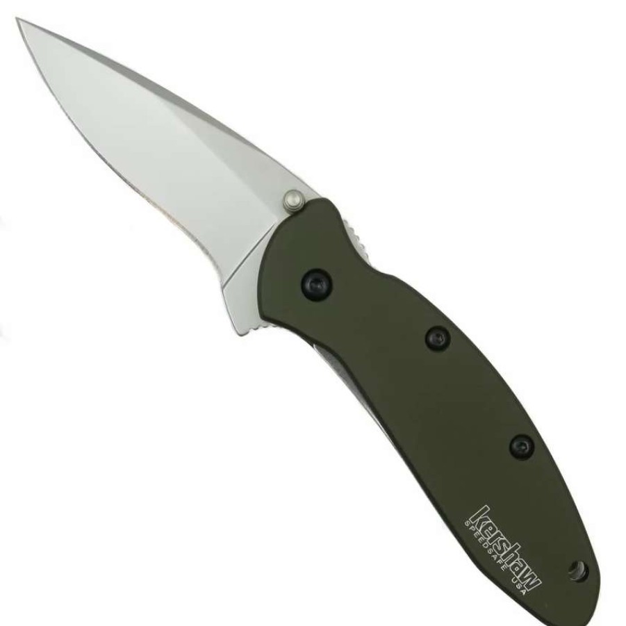 Spring Assisted * | Kershaw Olive Drab Scallion Assist Knife, Plain Blade, 1620Ol