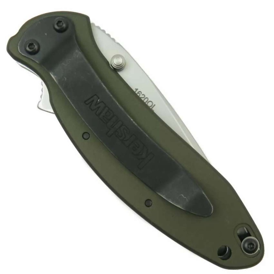 Spring Assisted * | Kershaw Olive Drab Scallion Assist Knife, Plain Blade, 1620Ol