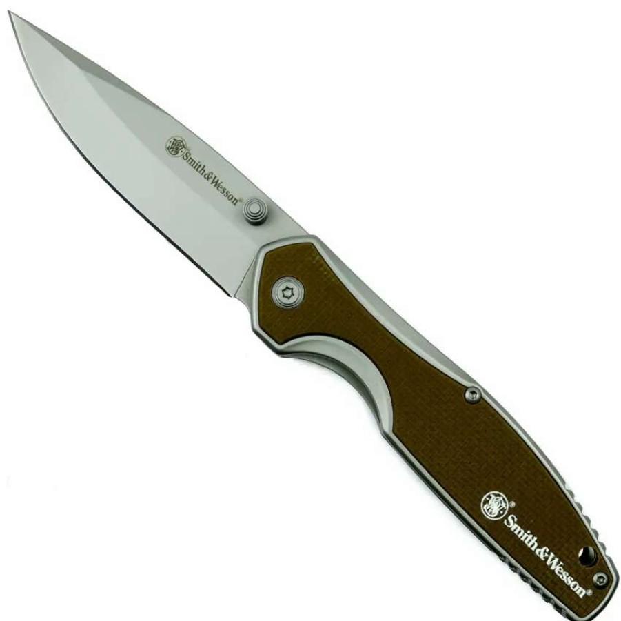 Spring Assisted * | Smith & Wesson Cleft Assist Knife, Satin Clip Point Blade